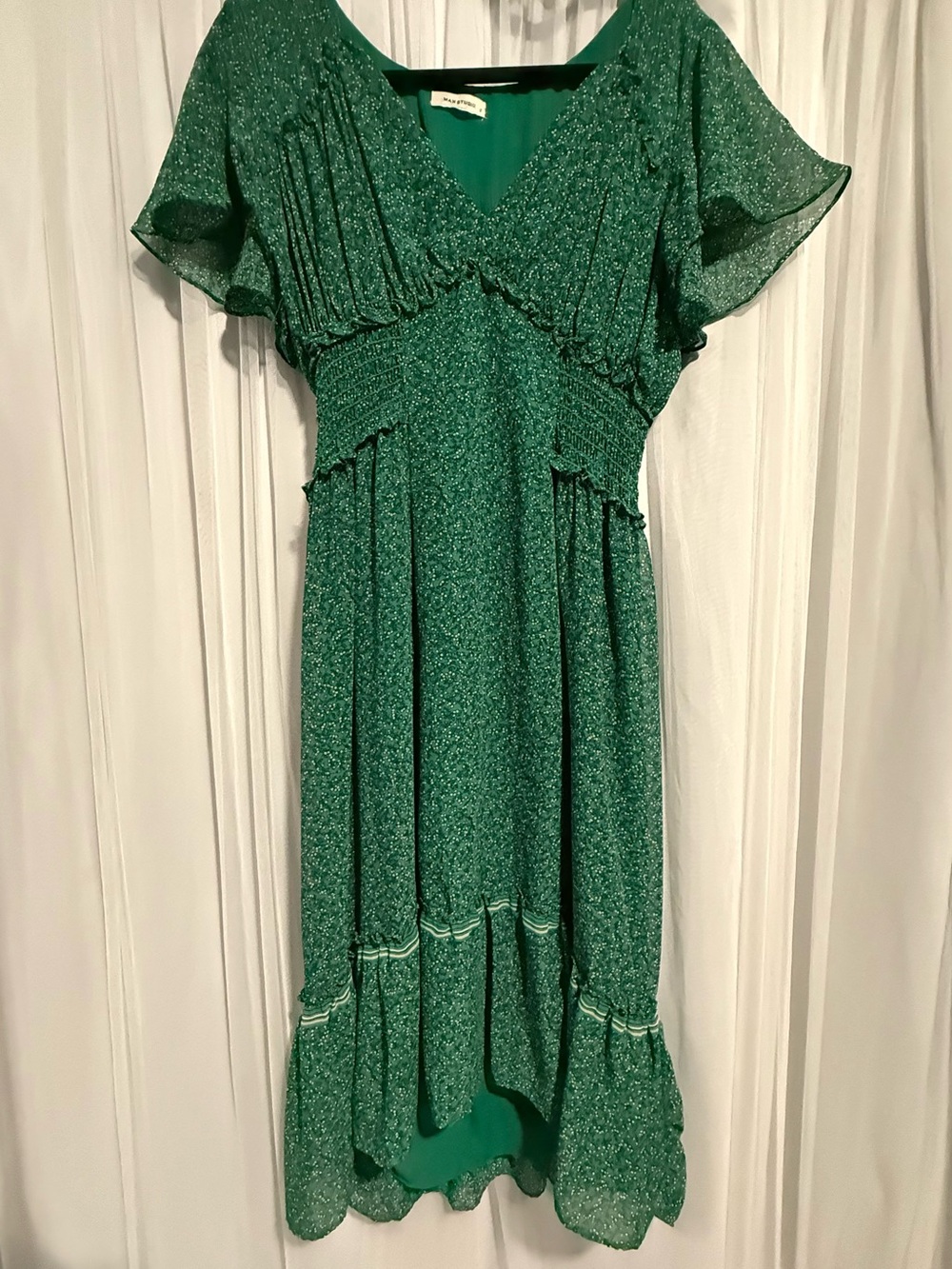 Max Studio Emerald Green Floral Midi Dress